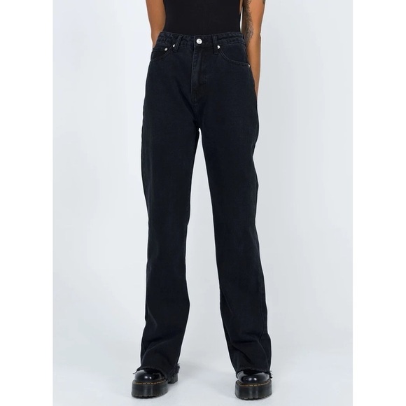 Princess Polly Carey Wide Leg Denim Jeans Black - Picture 3 of 10